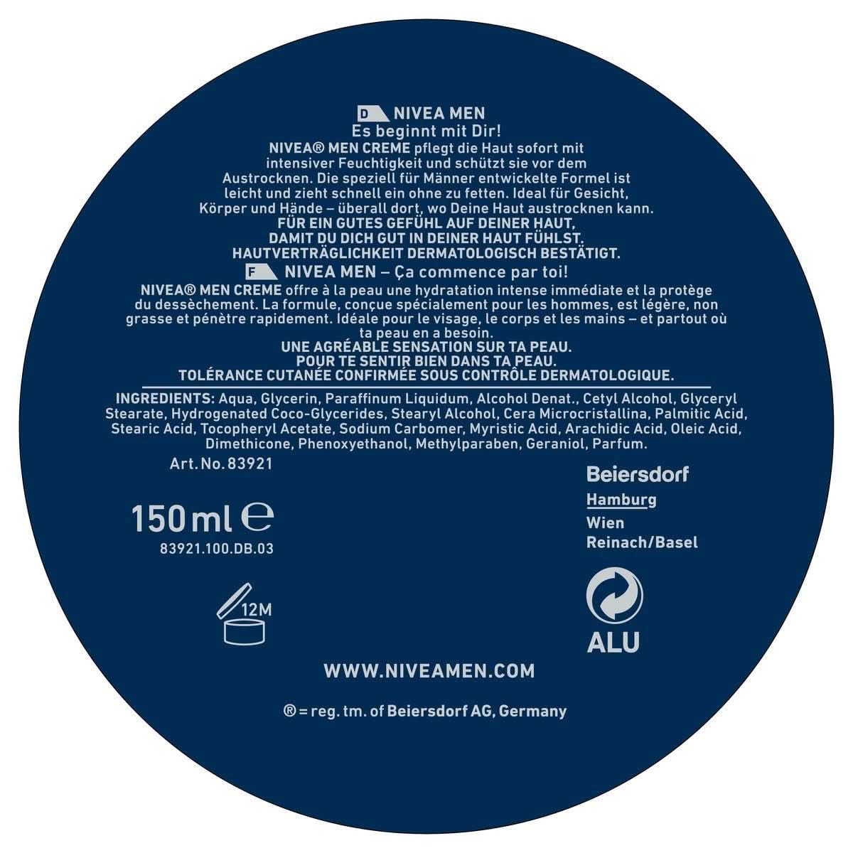 NIVEA MEN Creme, crema nutritiva para la piel con vitamina E, 150 ml Naty Shop