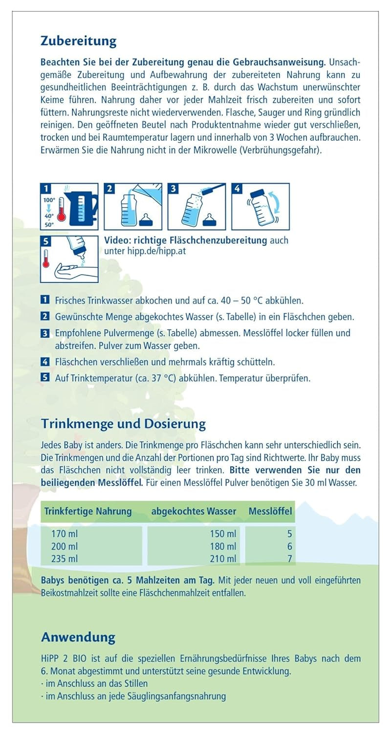 HiPP 2 Leche de continuación ecológica (4 x 600g), después de los 6 meses, con Omega-3 (DHA, ALA), calcio y almidón ecológico de fácil preparación, de la mejor calidad ecológica