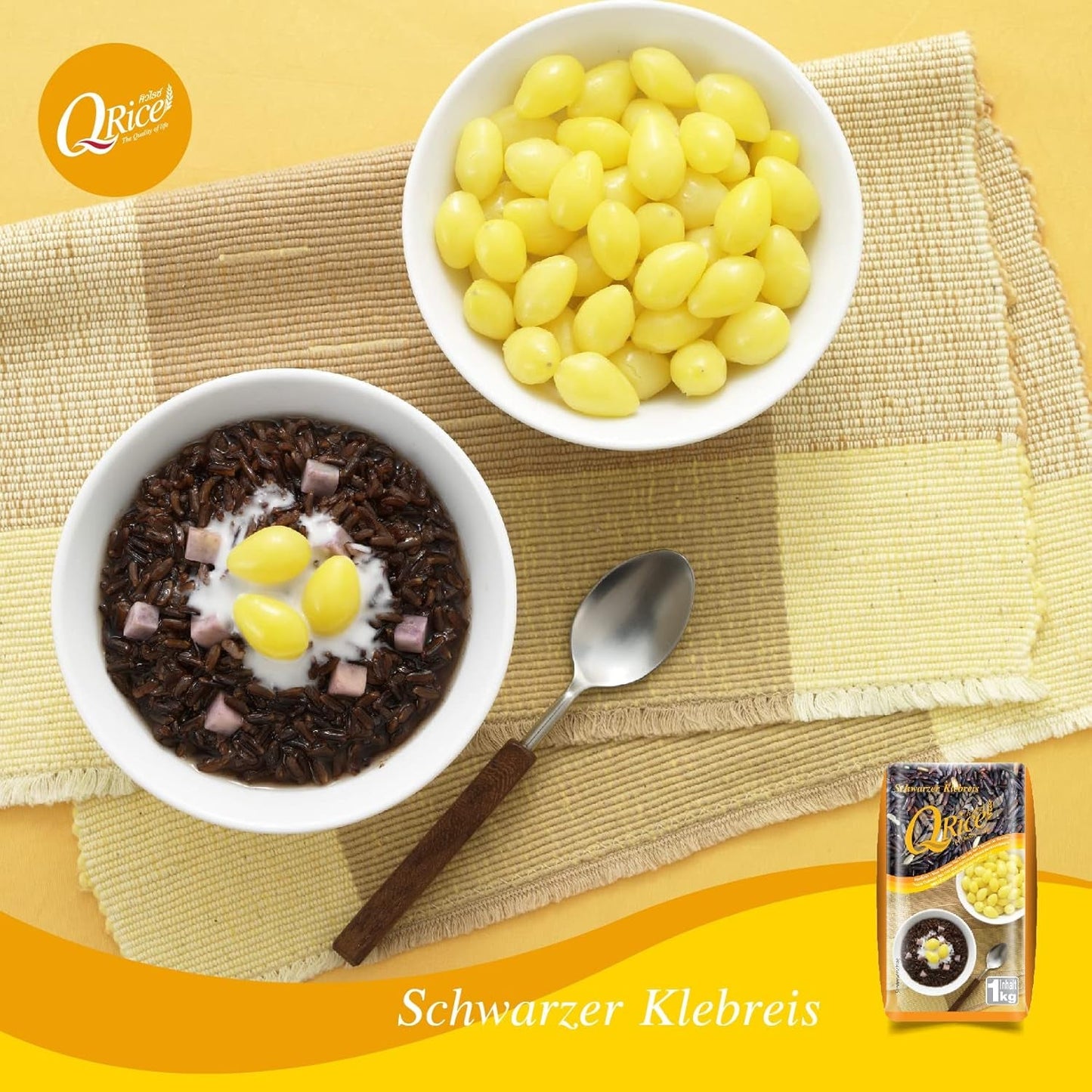 ARROZ Q | Arroz pegajoso negro de grano largo de Tailandia | Aromático con un delicado toque de nuez | Ideal para postres de curry, sushi y mochi | 1x1kg