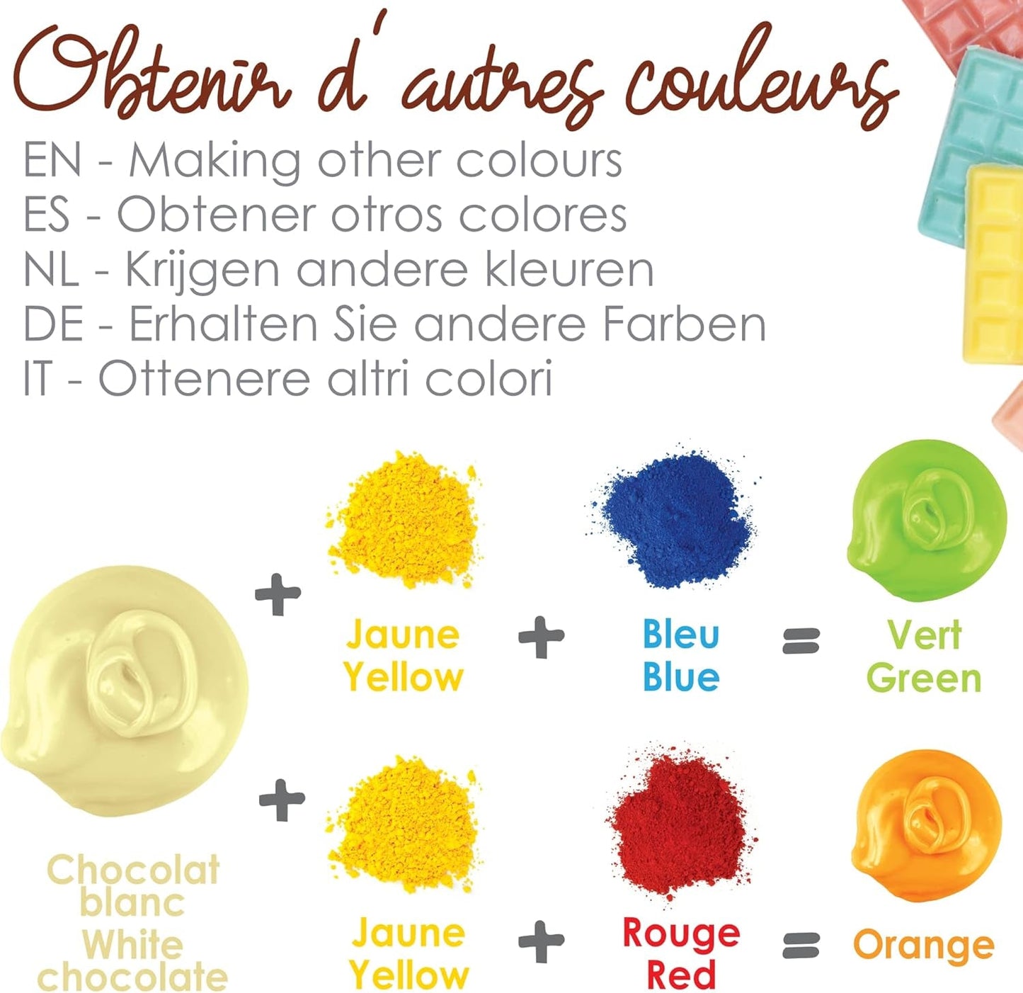 Pintura en polvo soluble en aceite de cocina Scrap 4012, rojo, azul y amarillo, peso 15 g, 3 piezas, coloreada