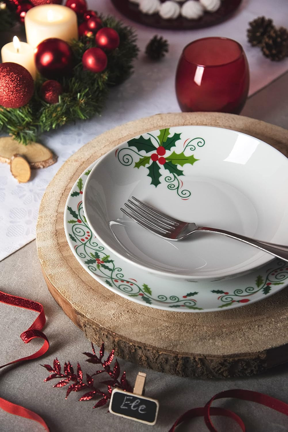 Excelsa SERV.TAV.18 PZ NAVIDAD ACEBO Weiß