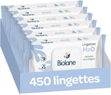 BIOLANE - Toallitas húmedas para bebés con agua - 225 toallitas - 3 x 75 piezas - Limpieza suave y eficaz - Desde el nacimiento - Calidad francesa
