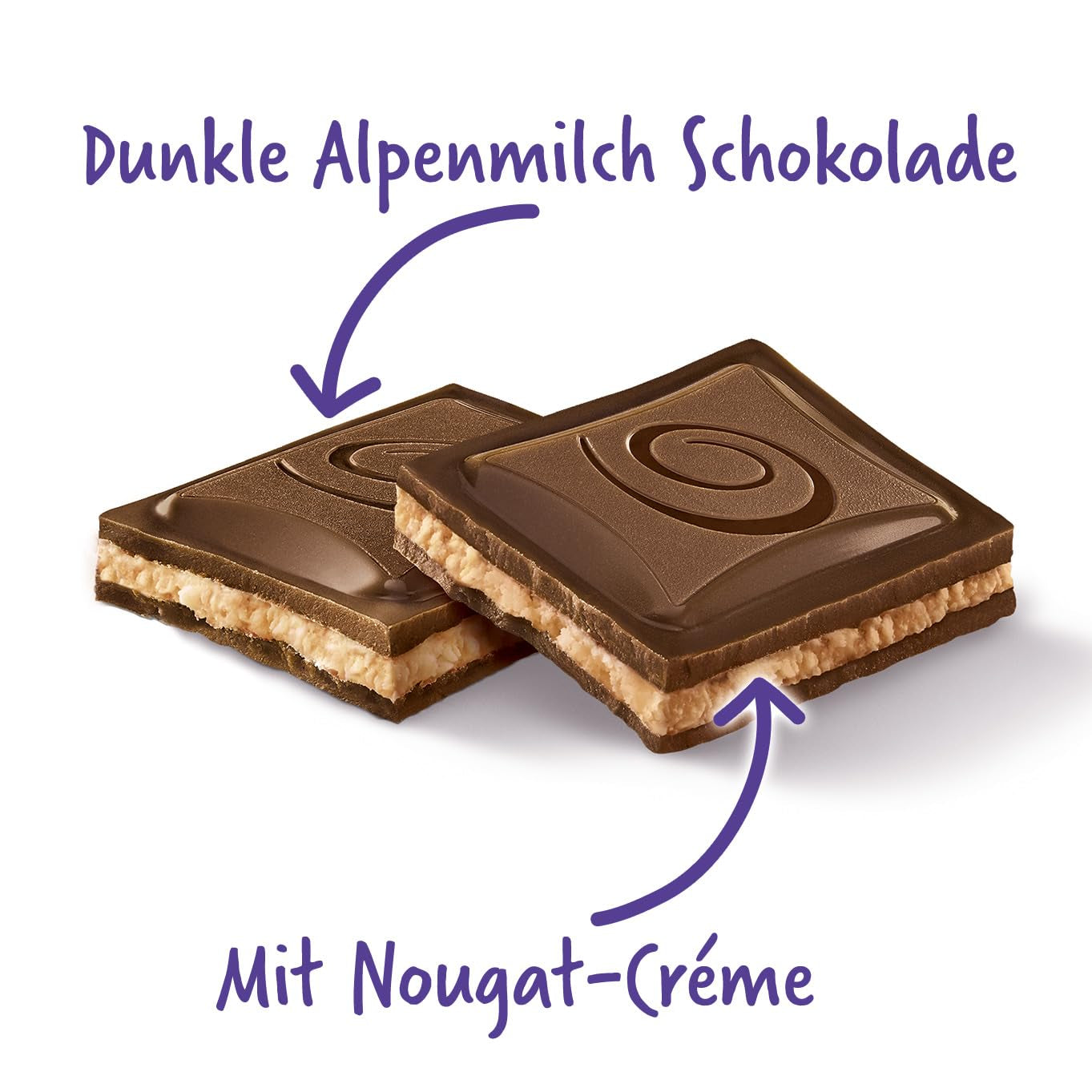 Milka Black Milk – Chocolate negro alpino con leche y relleno cremoso de turrón – 85g (paquete de 5)