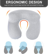 Almohada Inflable para el Cuello de Viaje, Almohada para el Cuello Inflable compacta y rápida con Funda de Almohada Lavable para Viajes en automóvil, avión, Tren, Oficina, Familia