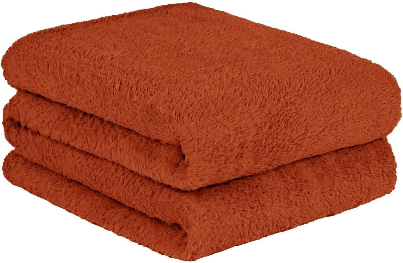 Brentford's Teddy - Manta polar para cama grande, felpa, muy suave, cálida, para sofá cama, color negro - 150 x 200 cm Camas y mantas Besuche den Brentfords-Store Naranja óxido 125 x 150 cm