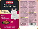 animonda vom Feinsten mit Fillets, Katzenfutter nass mit Kalb + Hühnchenfilet, 18 Portionsbeutel (18 x 85g), getreidefreies Katzen Nassfutter ohne Zucker, mit fleischigen Ingredient