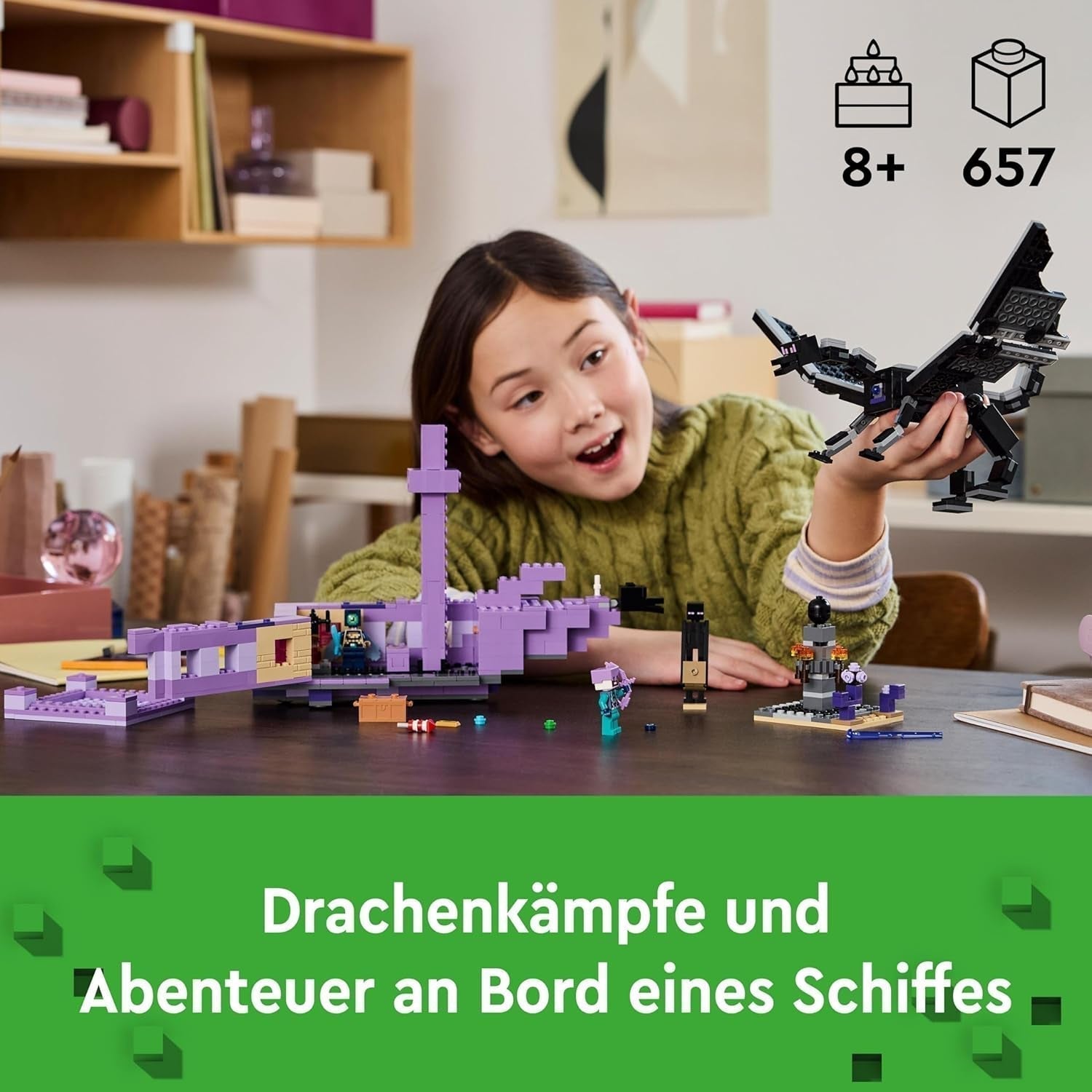 LEGO Minecraft The End Dragon and The End Ship Set de acción y descubrimiento, videojuego, set de construcción, set de aventuras, regalo para niños y niñas, 8 años, 21264 Juegos de construcción Beuche den LEGO-Store