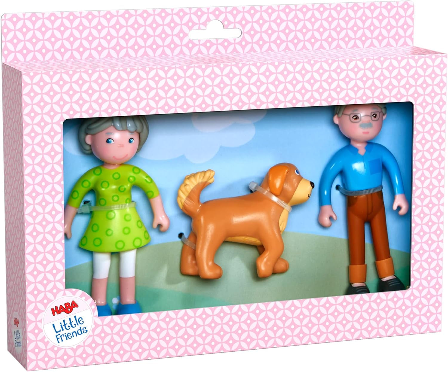 HABA 306147 - Little Friends Playset Abuelos, Muñecos y Animales Flexibles a partir de 3 años, Multicolor