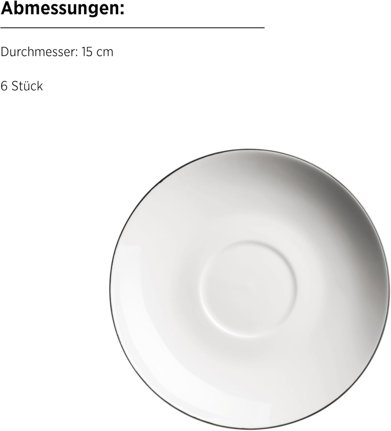 MÄSER Serie Felise, elegante servicio de café para 6 personas, atemporal, borde negro, porcelana, blanco