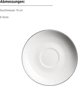MÄSER Serie Felise, elegante servicio de café para 6 personas, atemporal, borde negro, porcelana, blanco