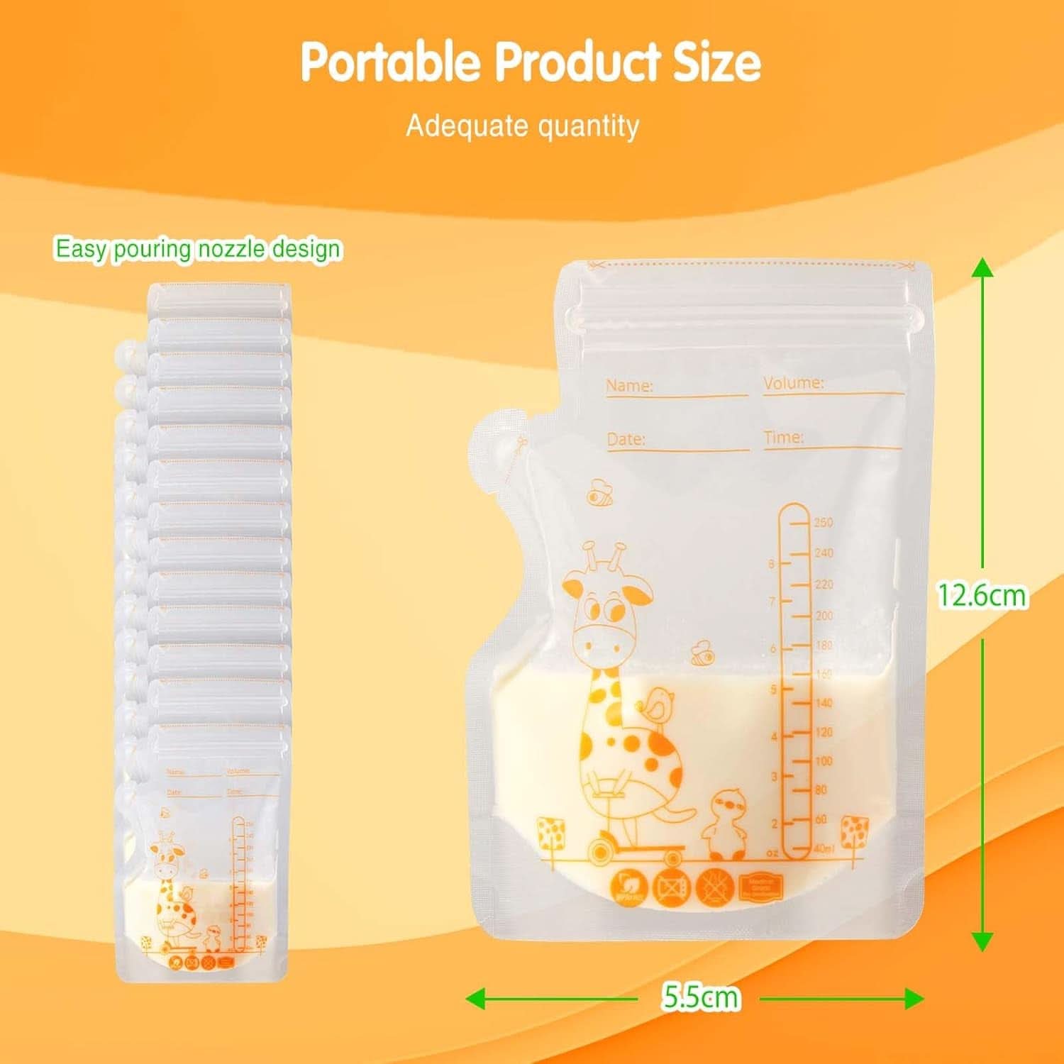 Vinabo 50 Stück Muttermilchbeutel, 250Ml Bpa-Free Muttermilk Storage Bag, Milchbeutel Für Muttermilch Mit Ausgießer Für Das Stillen, Selbststehender, Kann Eingefroren Werden, Vorsterilisiert Accesorios Alimentación y Lactancia Baby Naty Shop