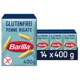 Pasta Barilla Penne Rigate sin gluten elaborada con delicioso maíz y arroz, perfecta para personas celíacas o intolerantes al gluten (14 x 400 g)