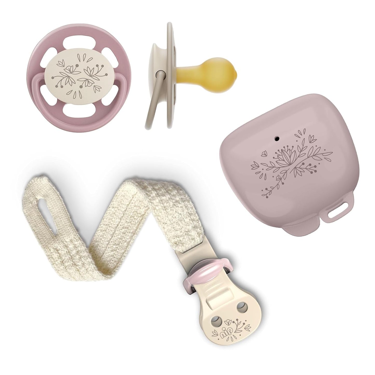 nip - Verde cereza | 0-6 meses | Paquete de 4 | Chupete para bebé, apto para lactancia y dentición. Chupete sostenible, elaborado con materias primas naturales, verde claro/marrón