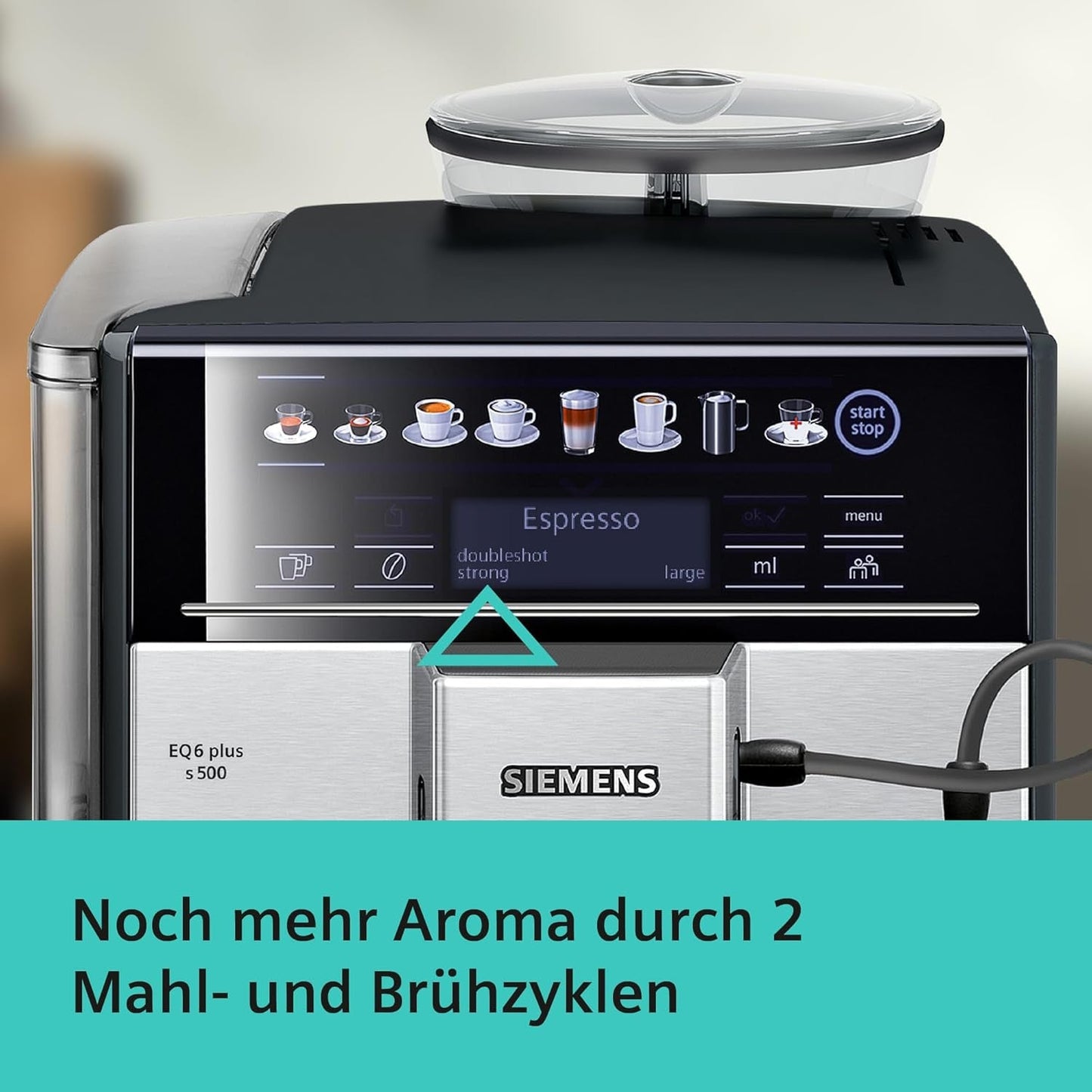 Cafetera espresso automática Siemens EQ.6 plus s300 TE653501DE, para muchas especialidades de café, espumador de leche, molinillo cerámico, doble función de café, antical, limpieza automática a vapor, 1500 W, plateada