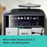 Cafetera espresso automática Siemens EQ.6 plus s300 TE653501DE, para muchas especialidades de café, espumador de leche, molinillo cerámico, doble función de café, antical, limpieza automática a vapor, 1500 W, plateada
