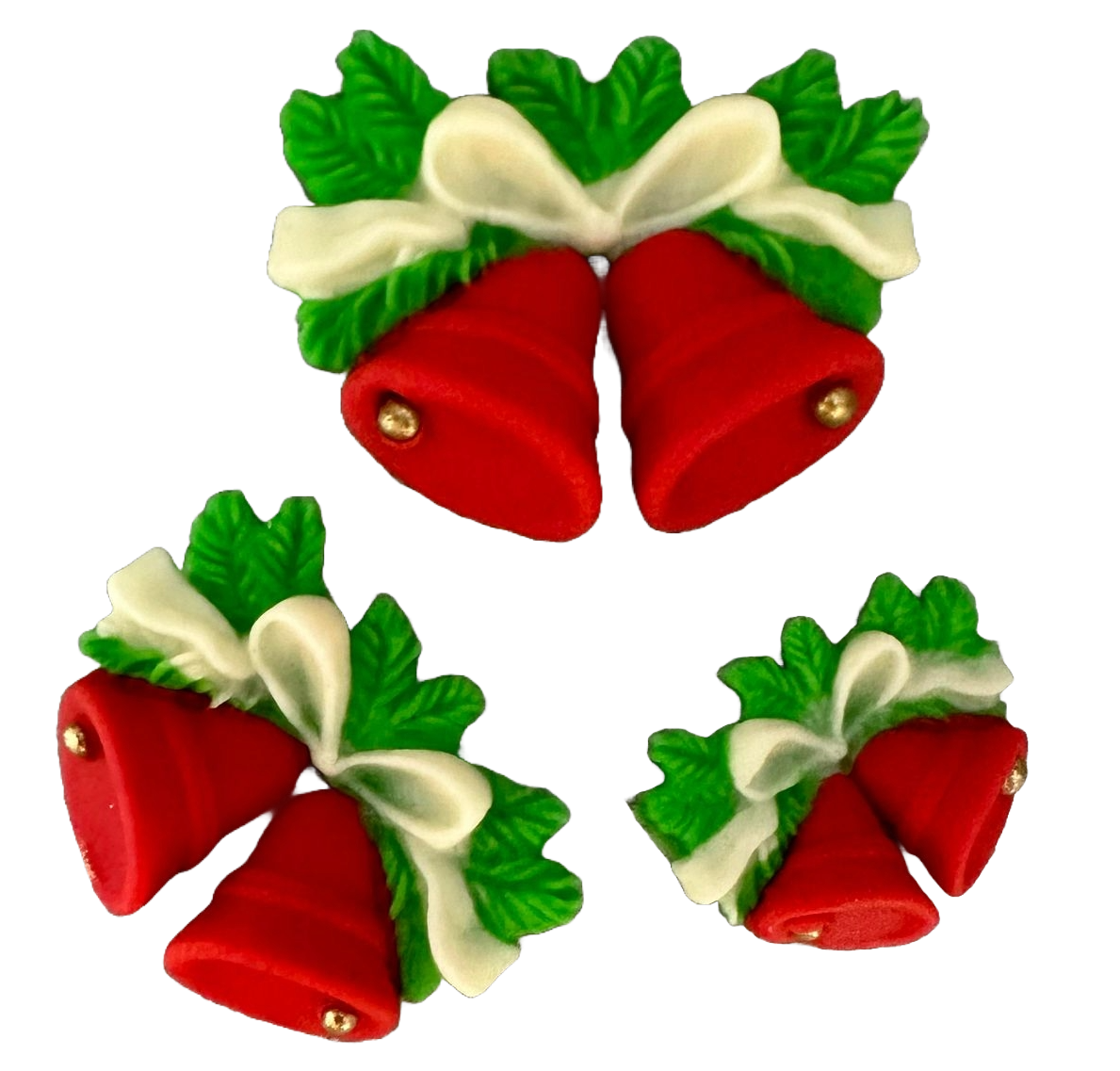 Set de 3 adornos de azúcar comestible, campanas navideñas Adornos de pasta de azúcar Nati Shop