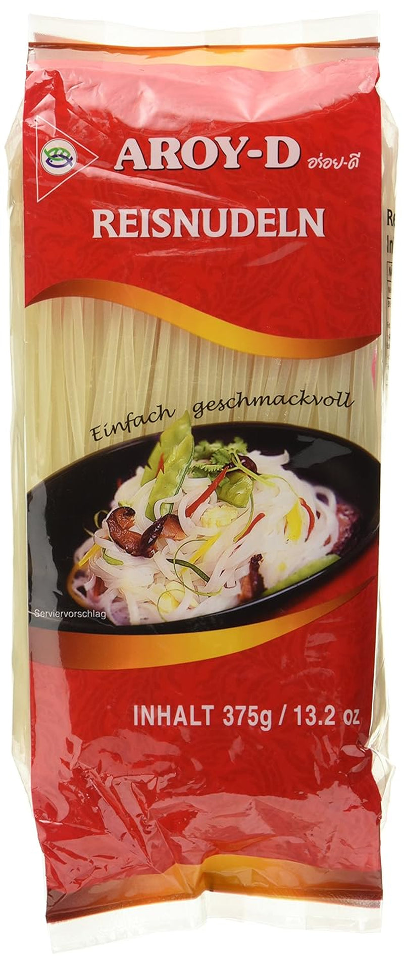 Fideos de arroz Aroy-D sin gluten paquetes de 3 mm (1 paquete x 375 g)