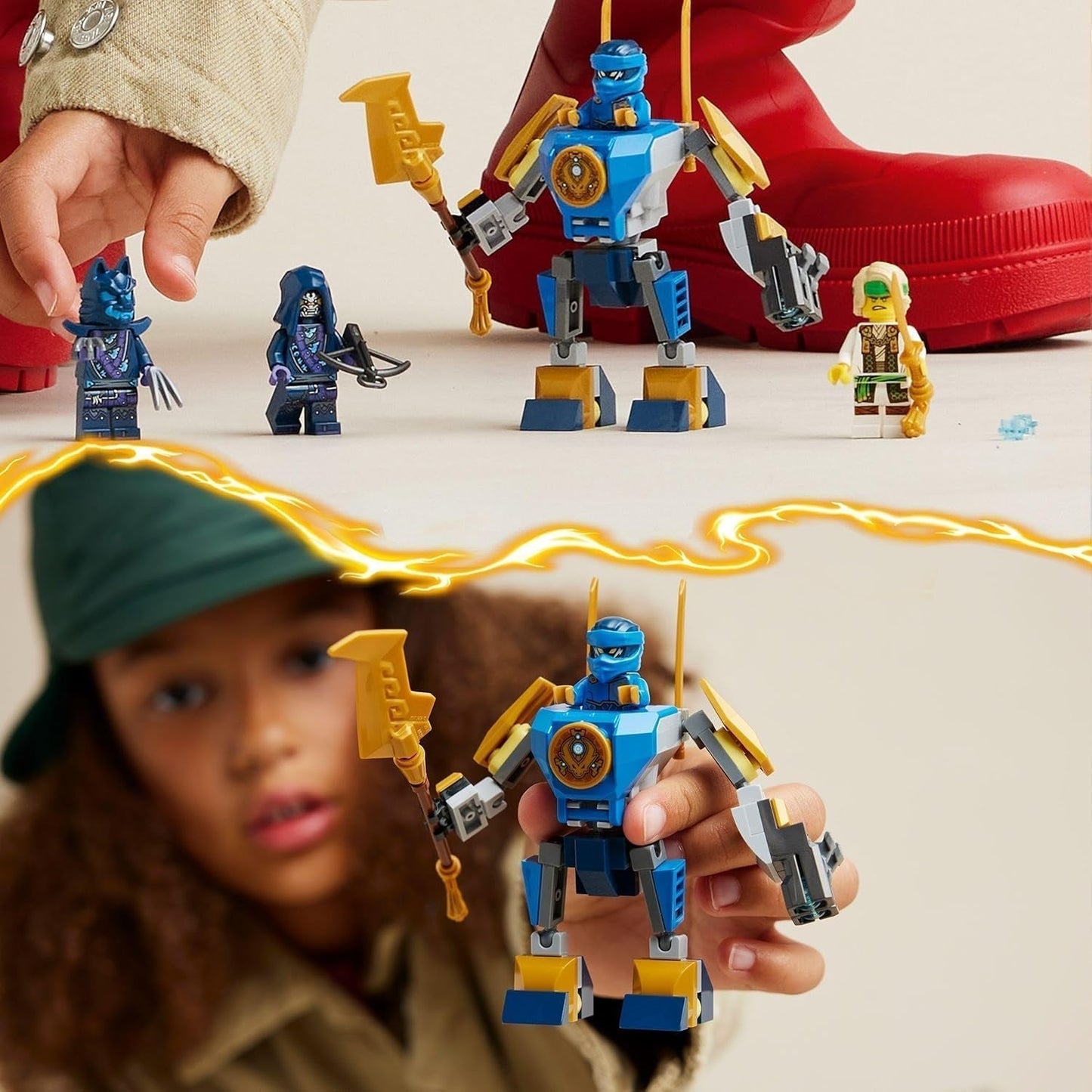 LEGO NINJAGO Jay Battle Mech, juguete ninja para niños con figuras, incluida minifigura de Jay con mini katana, figuras de acción y mech, pequeño regalo para niños y niñas creativos a partir de 6 años 71805 Juegos de construcción Besuche den LEGO-Store