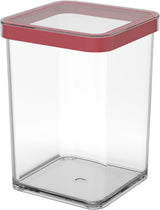 Rotho Loft Juego de 5 Botes con Tapa, Varios Tamaños, Plástico Alimentario (PP) Sin BPA, Transparente/Rojo, (21,4 x 21,4 x 23,5 cm) Cajas para Conservar Alimentos Naty Shop 1 L Cuadrado