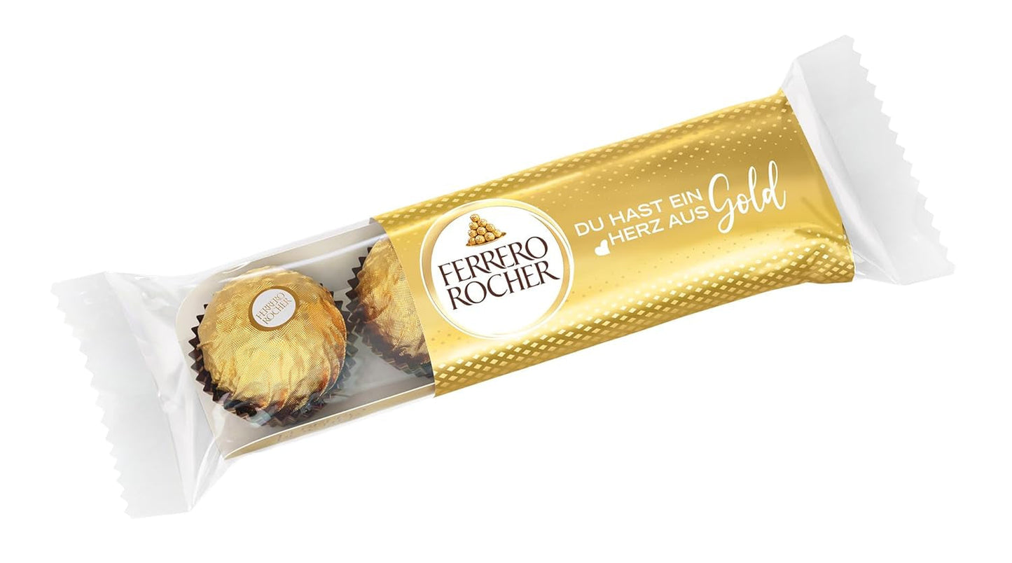 Ferrero Rocher - Bombones especiales crujientes y cremosos de avellanas - Regalo de San Valentín para él y para ella - 16 paquetes de 4 bombones individuales