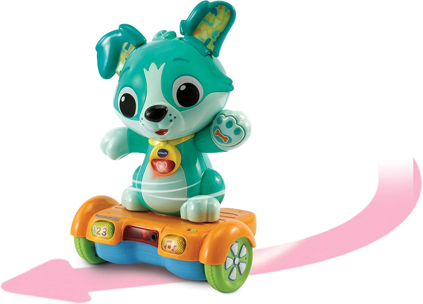 Vtech Baby Catch Me Puppy - Cachorro hoverboard motorizado que fomenta el movimiento - Con orejas móviles, canciones, sonidos y contenidos de aprendizaje - Para niños de 12 a 36 meses Bebe Toys Naty Shop