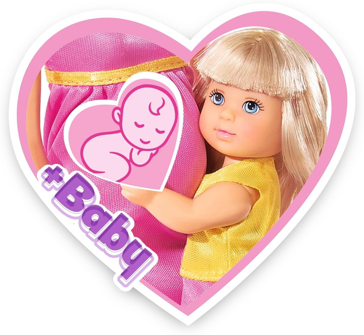Simba 105733673 - Steffi Love Happy Family, Muñeca Embarazada, Kevin, Evi y Bebé con Cochecito, 11 Piezas, Accesorios, 30 cm, Edad 3+