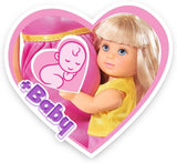 Simba 105733673 - Steffi Love Happy Family, Muñeca Embarazada, Kevin, Evi y Bebé con Cochecito, 11 Piezas, Accesorios, 30 cm, Edad 3+