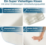 ORTHOVERSE almohada ortopédica - almohada de apoyo para el cuello, almohada para dormir, almohada, almohada viscoelástica, almohada, almohada para el dolor de cuello - ajustable en altura, funda de aloe vera, ayuda médica Naty Shop Almohadas ortopédicas cervicales