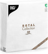 Papstar, 50 servilletas "Colección ROYAL" pliegue 1/4 48 Cm X 48 Cm Blanco, #11577
