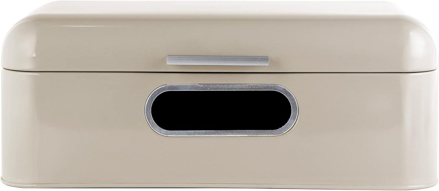 ECHTWERK Cesta de pan de metal retro con ventana y tapa, juego de 3 elegantes cajas de almacenamiento, capacidad de 1,4 l, cajas de almacenamiento de alimentos, color rojo, Naty Shop, color crema, ventana individual grande