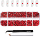 Beadsland 2500 piezas de piedras de cristal para decoración de uñas con parte trasera plana, piedras preciosas para trabajos manuales de 8 tamaños SS4 ~ SS30 con pinzas y puntas (Kristall Weiss)