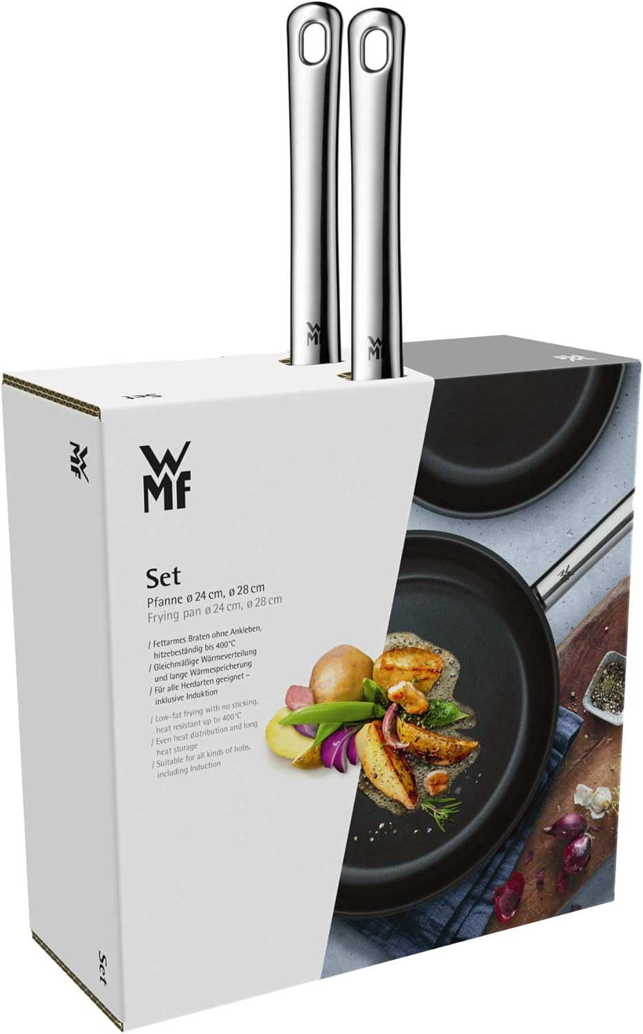 Juego de sartenes WMF Devil 2 piezas, sartén inducción 24, 28 cm, acero inoxidable Cromargan, revestimiento cerámico, apta para horno Ollas y Sartenes Naty Shop