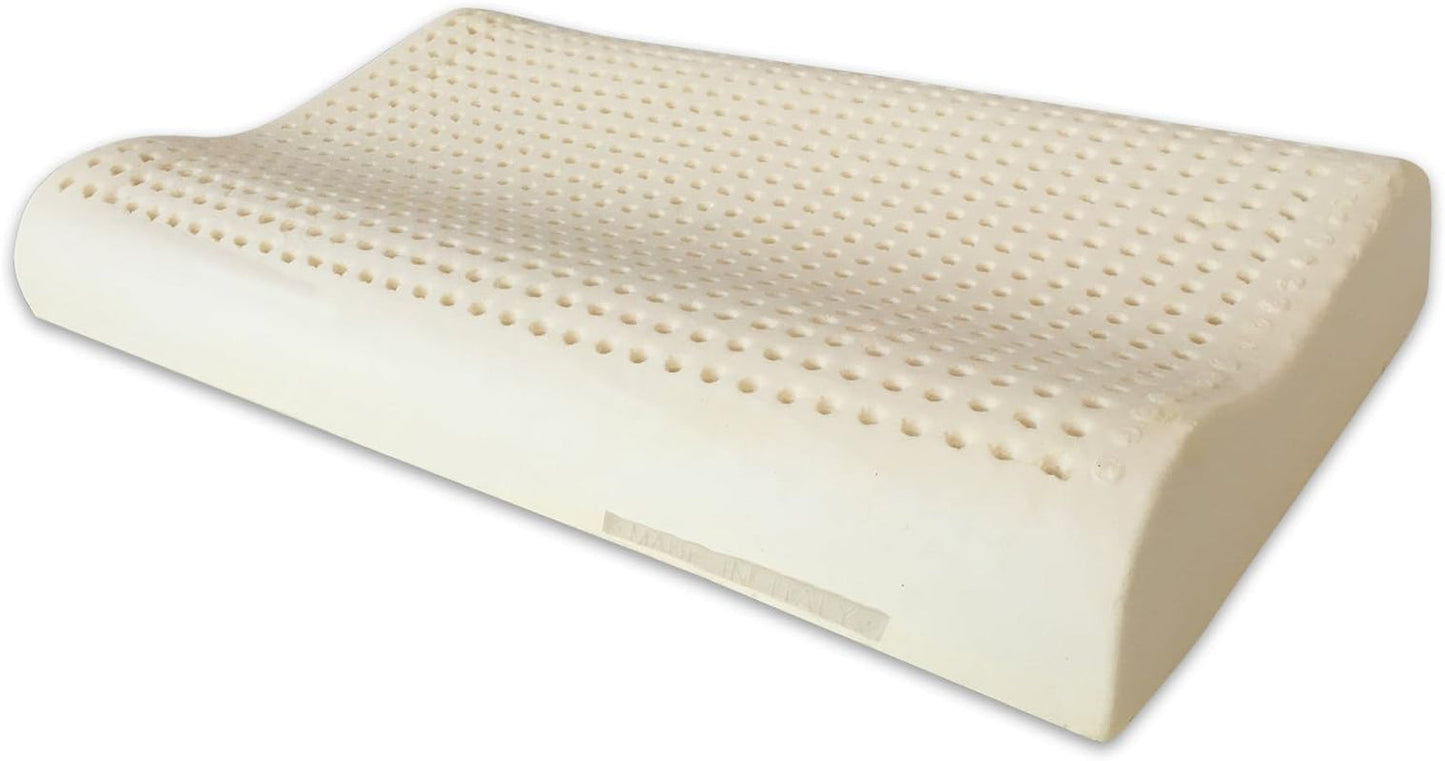 Almohada de Látex Natural Modelo Doble Onda - Almohada de Látex Perforada Ultra Transpirable Recuperación Natural y Saludable - Máximo Confort Ergonómico Antibacteriano - 100% Made in Italy Naty Shop Almohadas Estándar Default Title