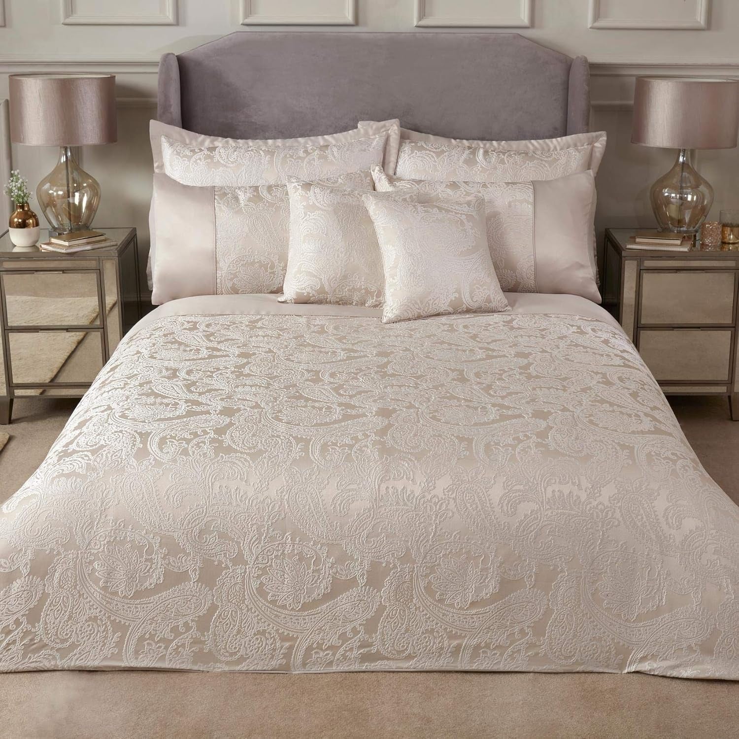 Edredón Duquesa para cama king size, 100% poliéster, color crema Emma Barclay Camas y Fundas Nórdicas Color crema King size