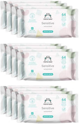 Naty Shop Mama Bear Toallitas sensibles para bebés sin perfume, 64 unidades (paquete de 12)