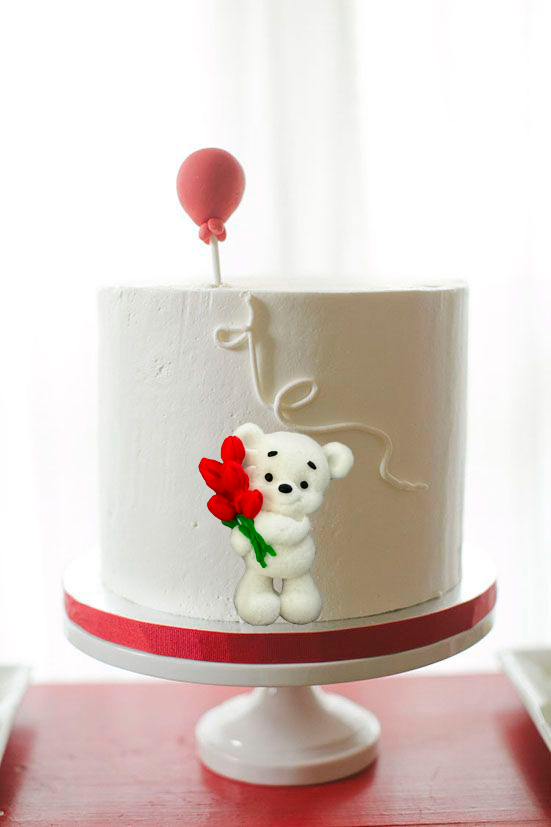Decoración de azúcar comestible, Osito de peluche con tulipanes Decoraciones de Naty Shop Pasta de Azúcar
