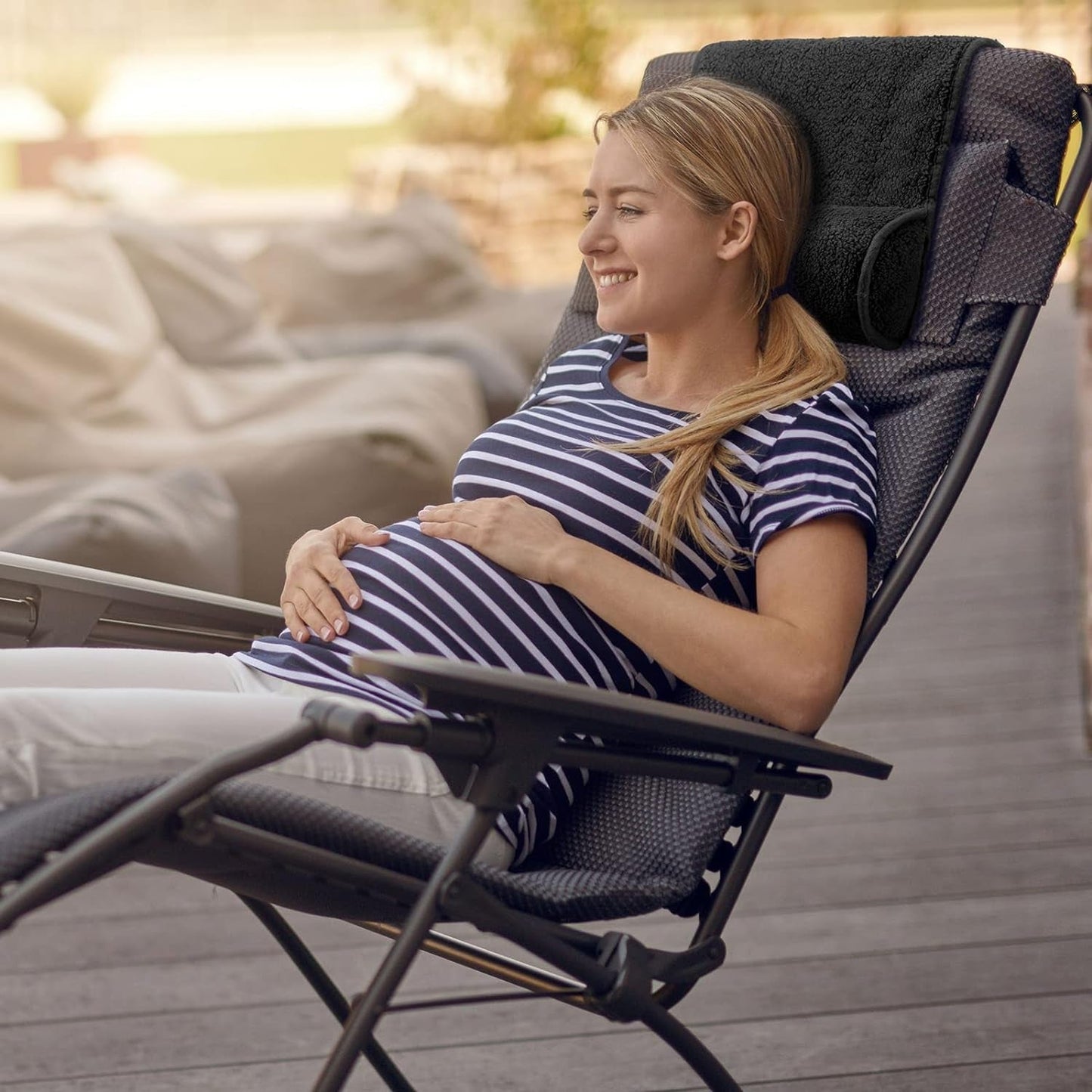 Chaise Lounge Almohada para el cuello, almohada para la cabeza, almohada ajustable de felpa, rollo para el cuello, forro polar antideslizante, almohada para el cuello, almohada para viajar a casa, chaise lounge, sofá, sillón (negro)