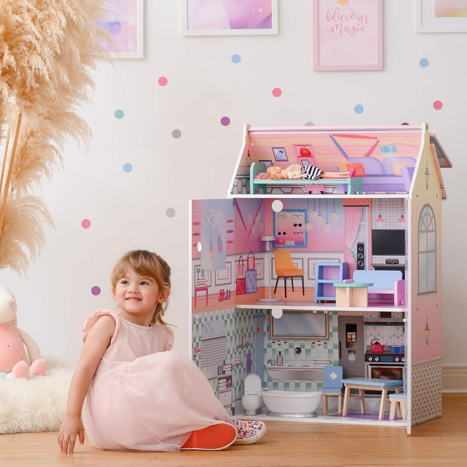 Olivias Little World Glasshouse Kids Casa de muñecas de 12" y 10 accesorios para muñecas 3,5" Multi Td-12518D Casas de muñecas Naty Shop