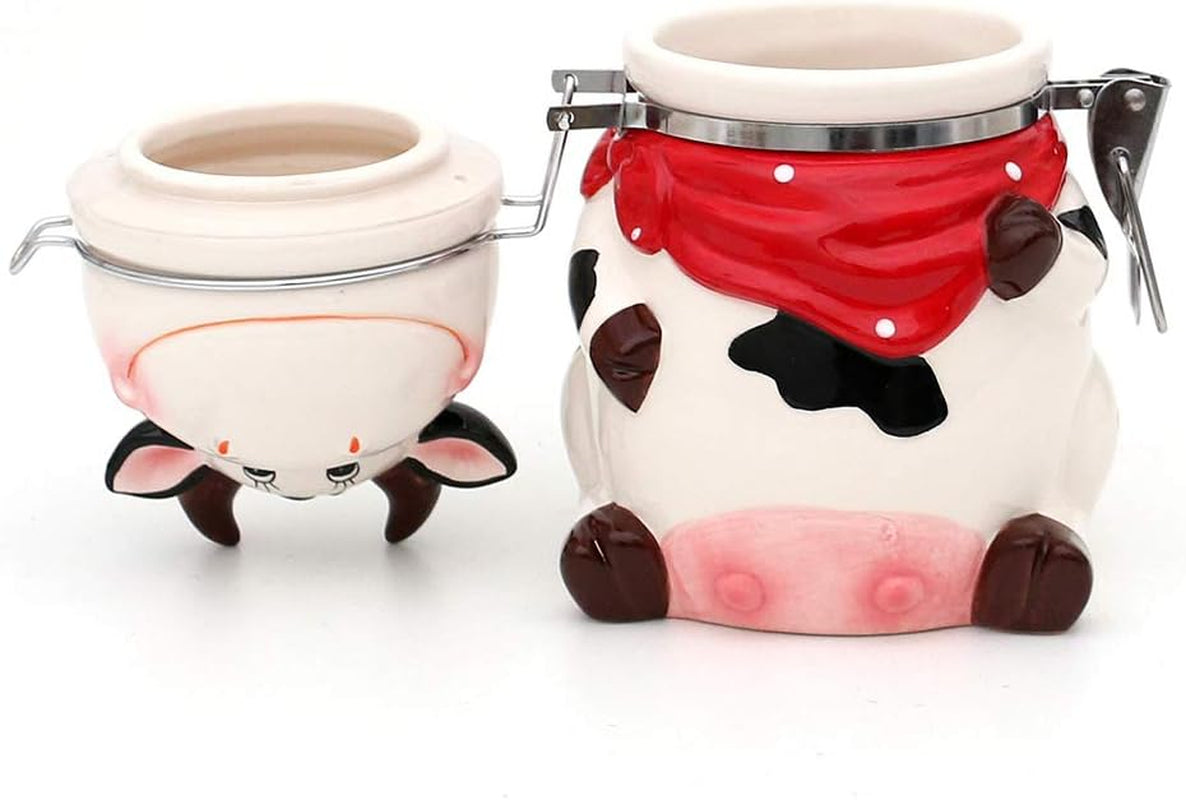 Caja de almacenamiento de cerámica de vaca Dekohelden24, aprox. 12 x 11 x 20,5 cm, 20 cajas de conservación de alimentos Naty Shop