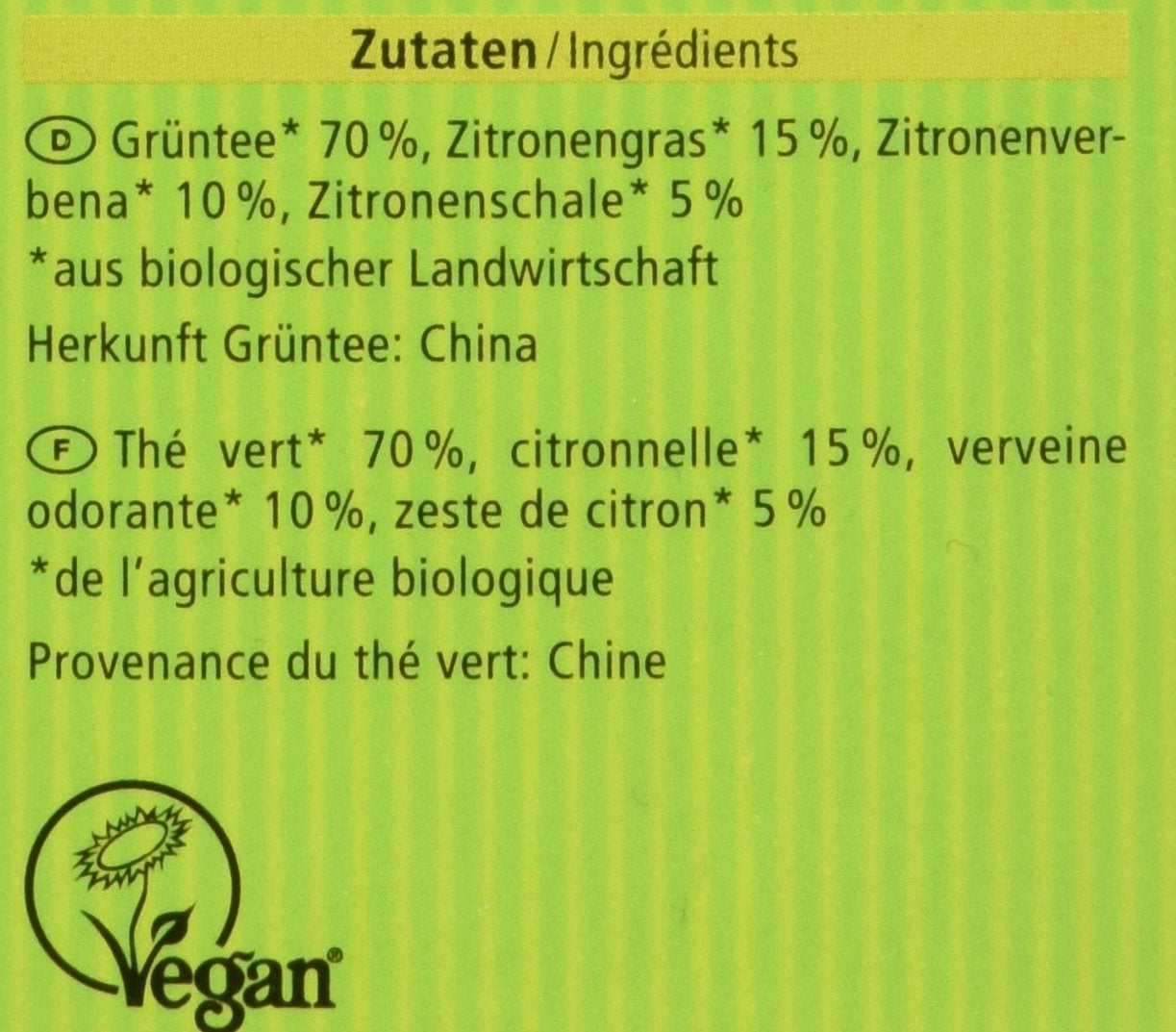 Té verde ecológico con limón, 20 bolsitas, 40 g