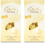 Bolitas de chocolate blanco Lindt LINDOR | Bolsa de 137g | Aprox. 10 bolitas de chocolate blanco con relleno que se deshace en la boca | Set de regalo de chocolate | Set de regalo de chocolate (paquete de 2)