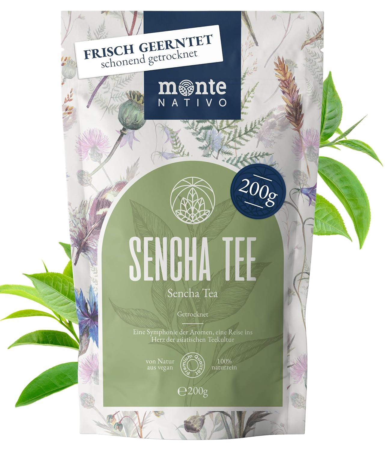 Monte Nativo Ceremonial Matcha en polvo (40 g) - perfecto para té matcha, café con leche y batidos - té verde de Japón - grado ceremonial, en caja de metal - 100% puro, sin gluten, finamente molido