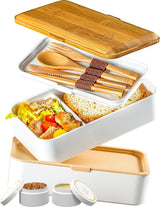 Umami Fiambrera para Adultos, Fiambrera Bento Apilable a Prueba de Fugas con 4 Cubiertos y Compartimentos, Fiambrera para Adultos, Recipiente para Ensalada para Llevar, Fiambrera para Picnic/Oficina, Gris Carbón, 1500ml