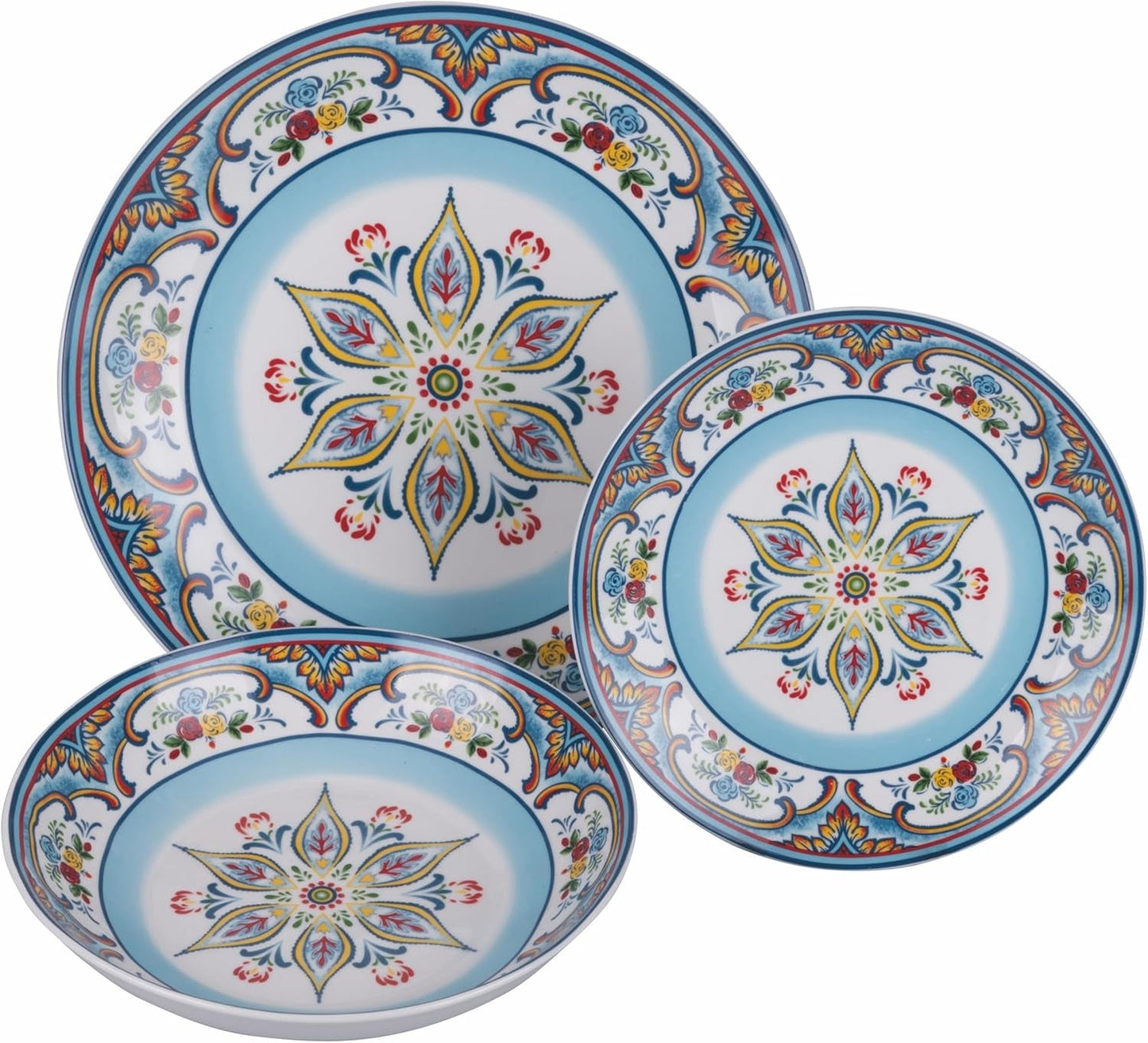 Vajilla de porcelana de 18 piezas, 6 juegos de platos diferentes, Andalucía