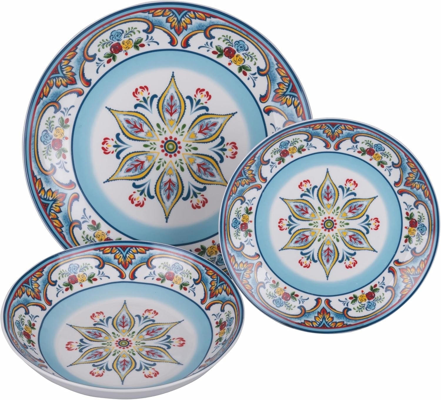 Vajilla de porcelana de 18 piezas, 6 juegos de platos diferentes, Andalucía