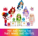 Rainbow High Littles Hada y mascota de fantasía arcoíris - Esmeralda, verde - Muñeca articulada de dragón de fantasía pequeña de 14 cm con alas de hada intercambiables, dulce regalo para niños a partir de 4 años