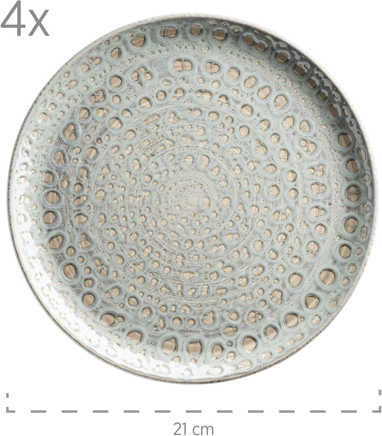 MÄSER 931744 Spicy Market Series, vajilla para 4 personas pintada a mano en diseño mediterráneo vintage, juego combinado de cerámica de 16 piezas, verde, gres