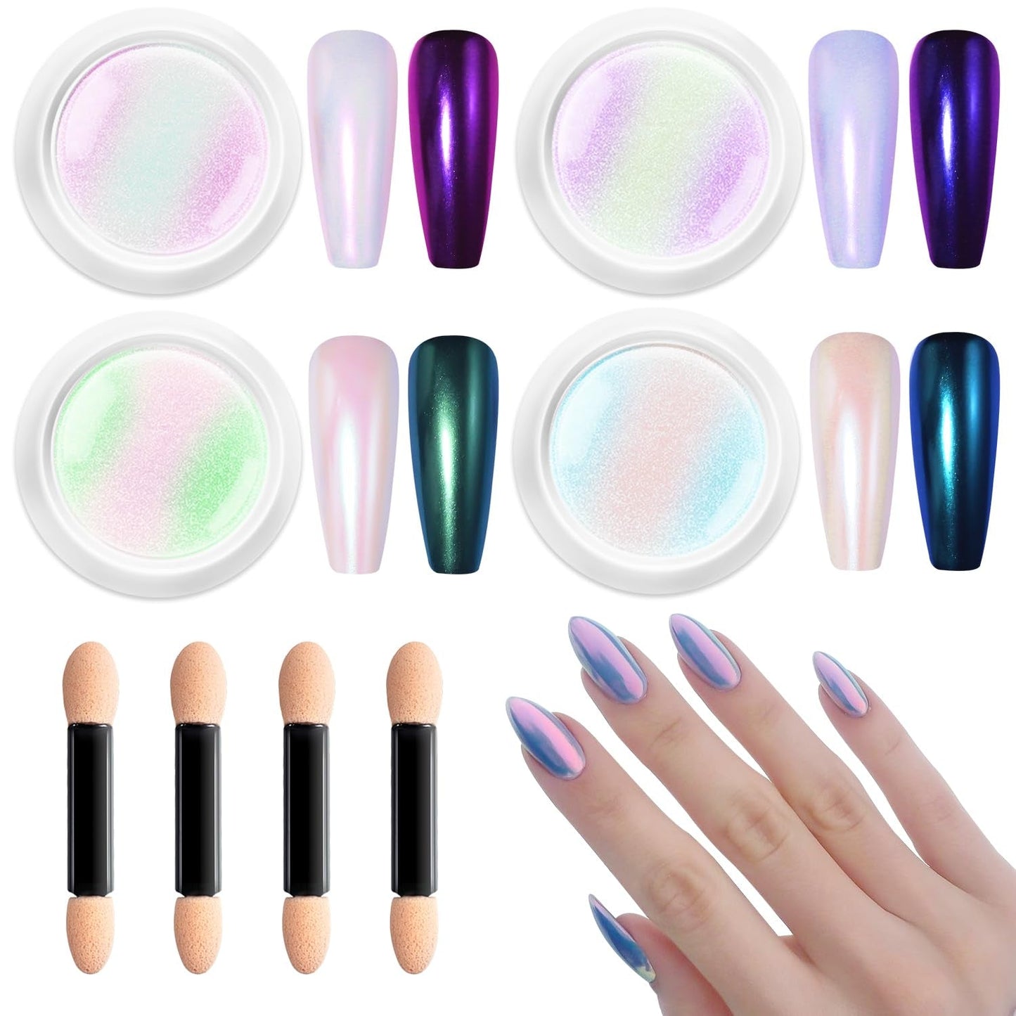 BISHENGYF Polvo de uñas cromado de oro rosaNeue Upgrade Grosse Kapazitä Chrom PulverSuper-Spiegeleffekt Metall Mirror Chrome Powder -Neon Glassy Pearl Effect Glitter Nagelkunst Pulver para salón de bricolaje