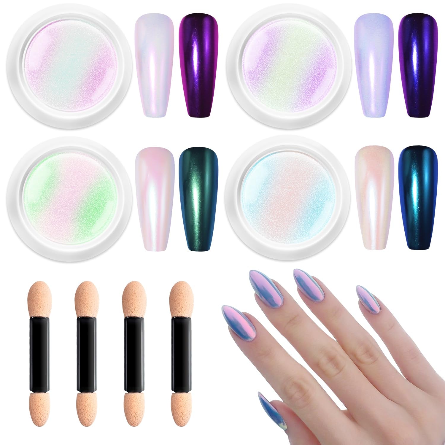 BISHENGYF Polvo de uñas cromado de oro rosaNeue Upgrade Grosse Kapazitä Chrom PulverSuper-Spiegeleffekt Metall Mirror Chrome Powder -Neon Glassy Pearl Effect Glitter Nagelkunst Pulver para salón de bricolaje