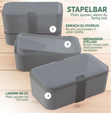 Umami Fiambrera para Adultos, Fiambrera Bento Apilable con 4 Cubiertos y Compartimentos, Fiambrera para Adultos, Contenedor de Ensalada para Llevar, Fiambrera para Picnic/Oficina, Gris Antracita, Cajas de Almacenamiento de Alimentos 1500ml Naty Shop